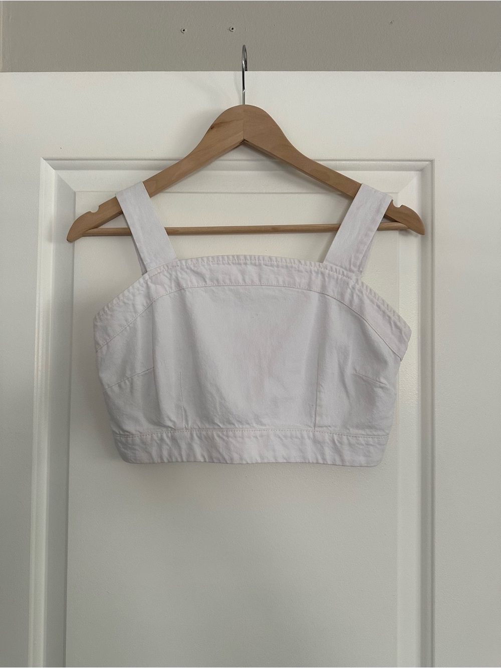 Vintage Lone Star 100% Cotton White Denim Crop Top, Size Large